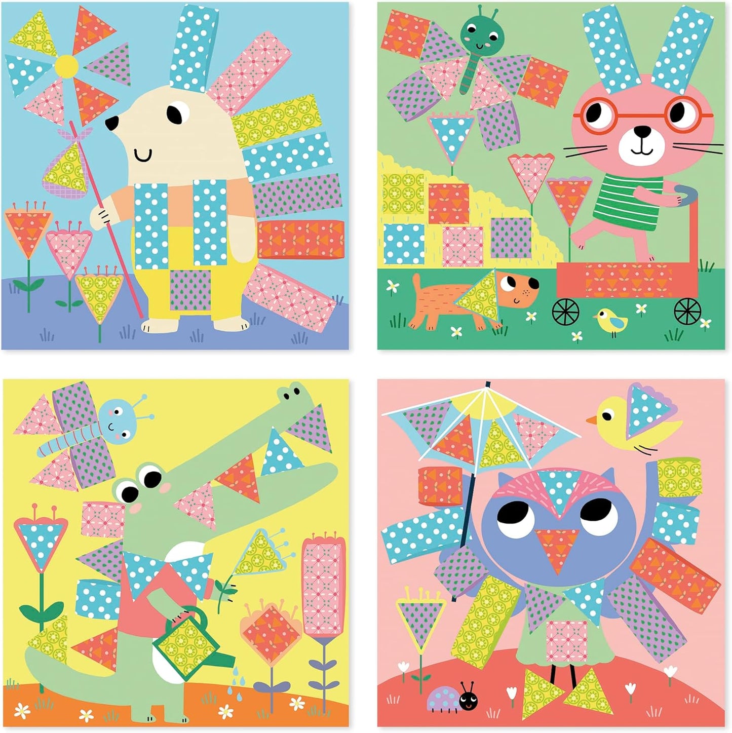 Schneide- und Collage-Kit für Kinder, Schneide- und Collage-Kit – 4 Gemälde