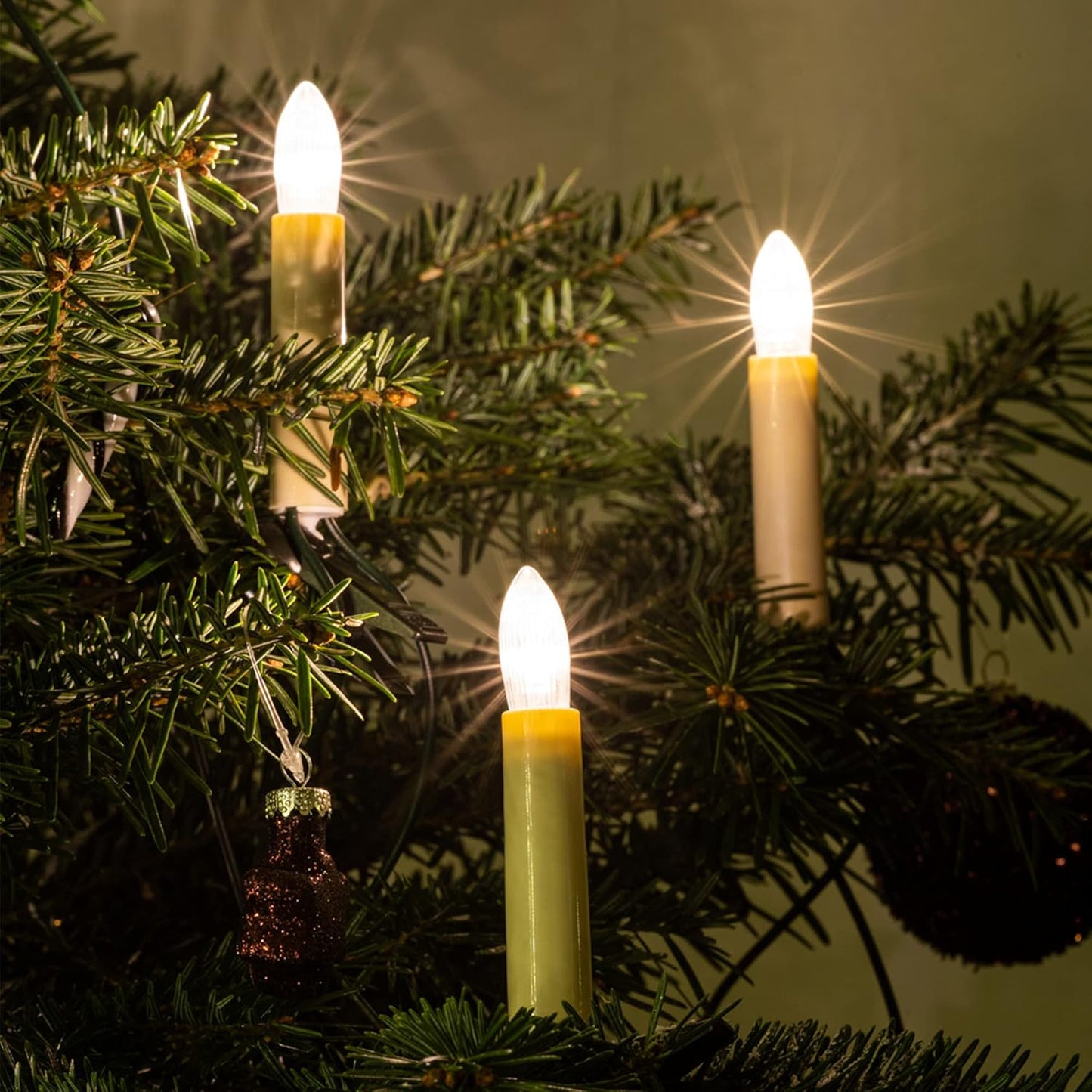 LED-Weihnachtsbaum-Lichterkerzen, Elfenbein|20 LED / 13,3m beleuchtet