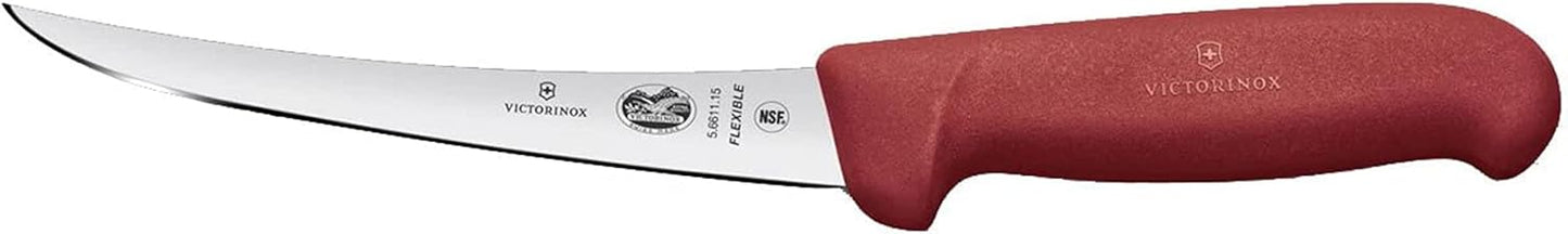 Ausbeinmesser mit gebogener Klinge, 15 cm Rot