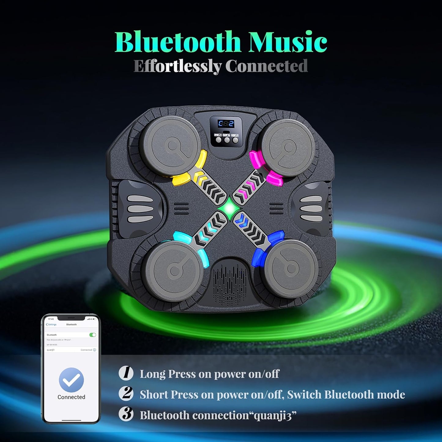 Musik Boxmaschine mit LED & Boxhandschuhen für Kinder, 4 key