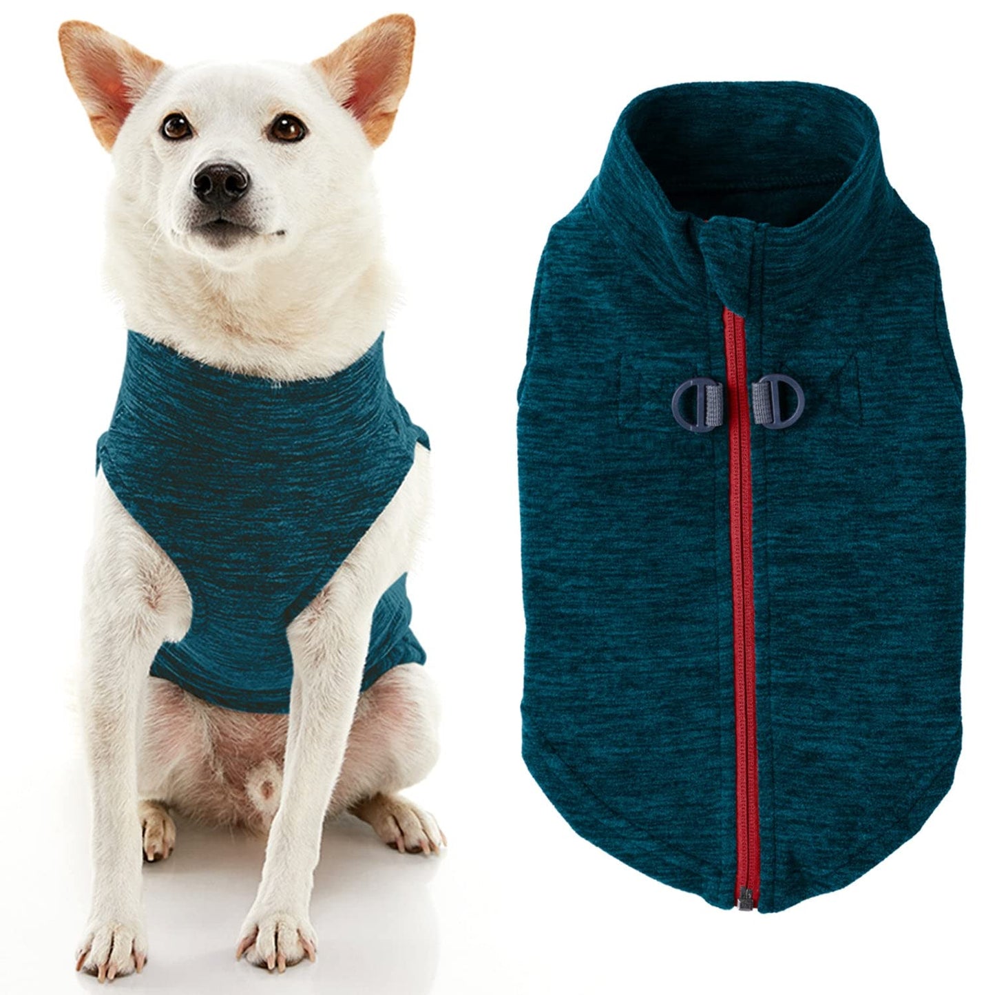 Zip Up Fleece-Weste, Turquoise Wash Large chest (~16")