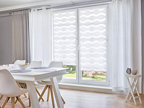 Klemmfix Doppelrollo Welle, ohne Bohren, B105 x H200 cm Weiss