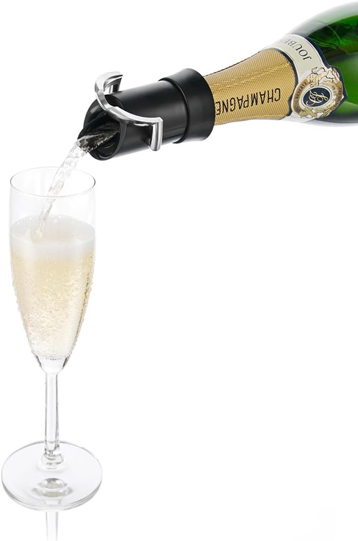 2-in-1 Champagnerverschluss mit Ausgiesser, Schwarz