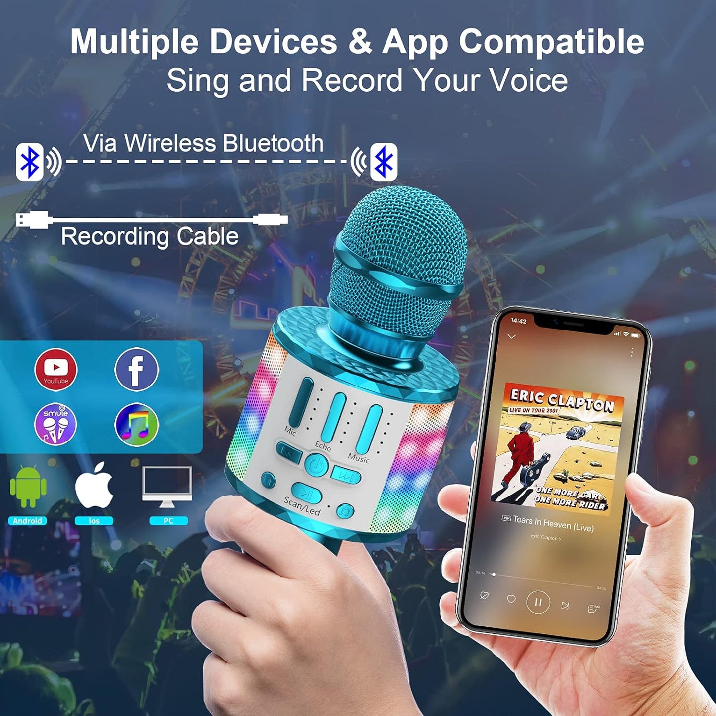 Drahtloses Bluetooth-Mikrofon, Blau