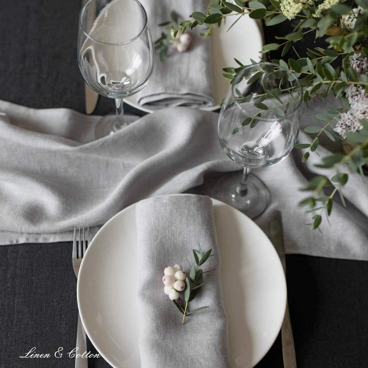 4-teiliges Stoffservietten-Set Hygge, Hellgrau/ Grau Servietten - 32 x 32cm