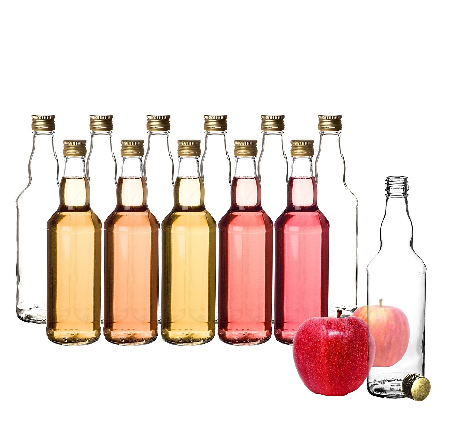 Glasflaschen-Set mit Schraubverschluss, 12 Flaschen