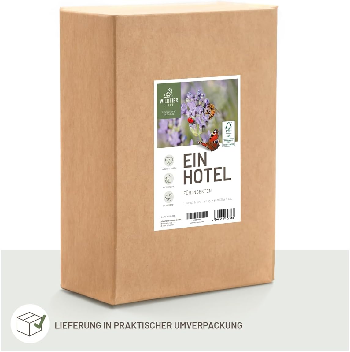 Insektenhotel aus Massivholz mit Lockstoff, Insektenhotel