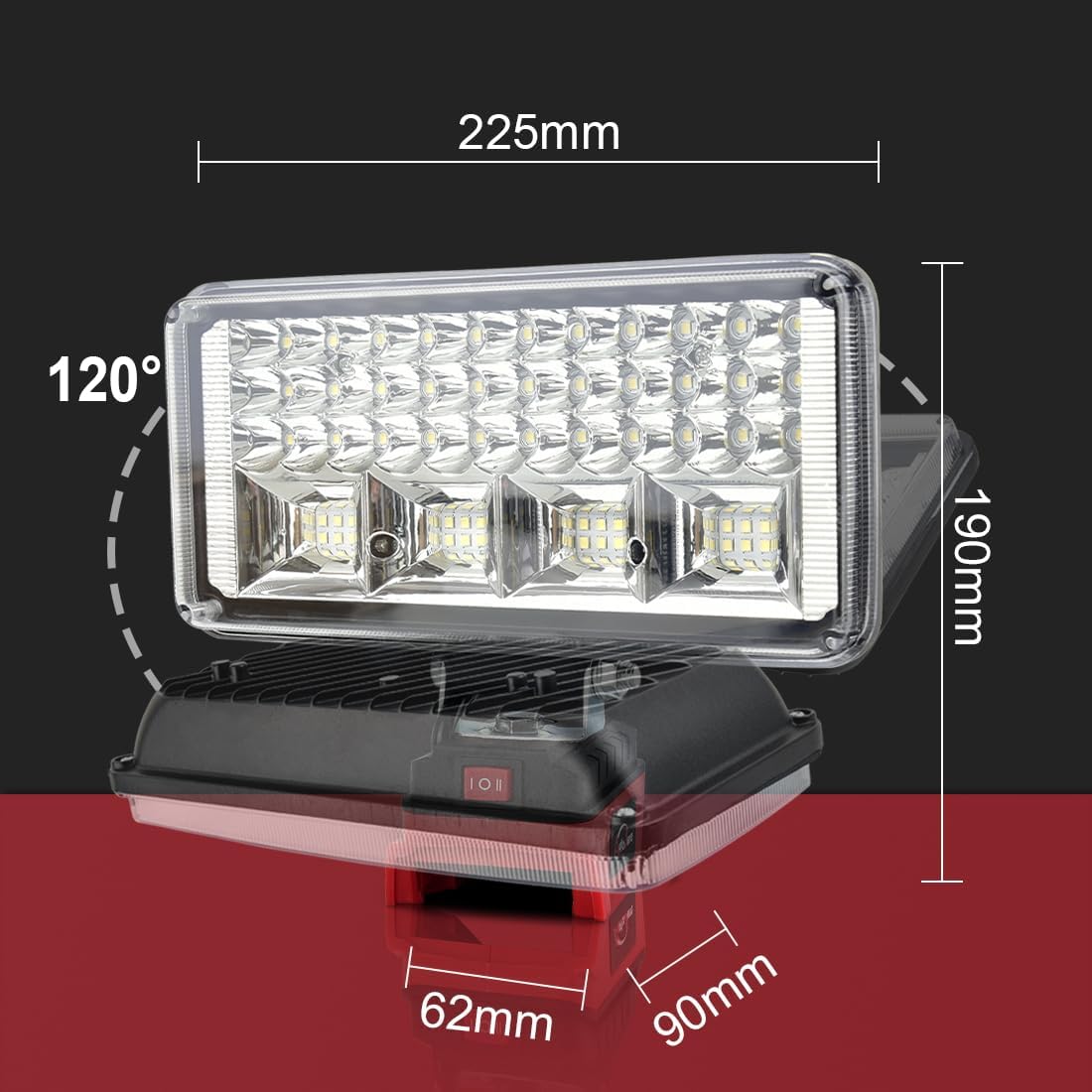 Akku-Lampe für Baustellen, 7 zoll mit USB