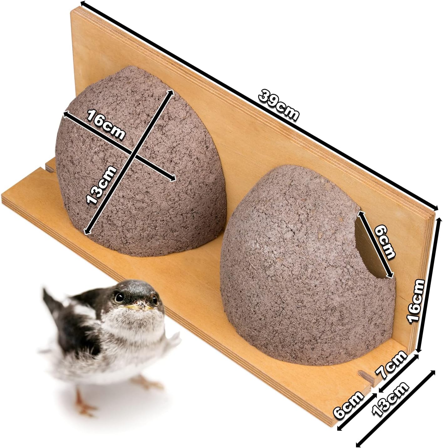 Schwalbennistkasten Doppelnest Nisthilfe Holzbeton, 1 Stück