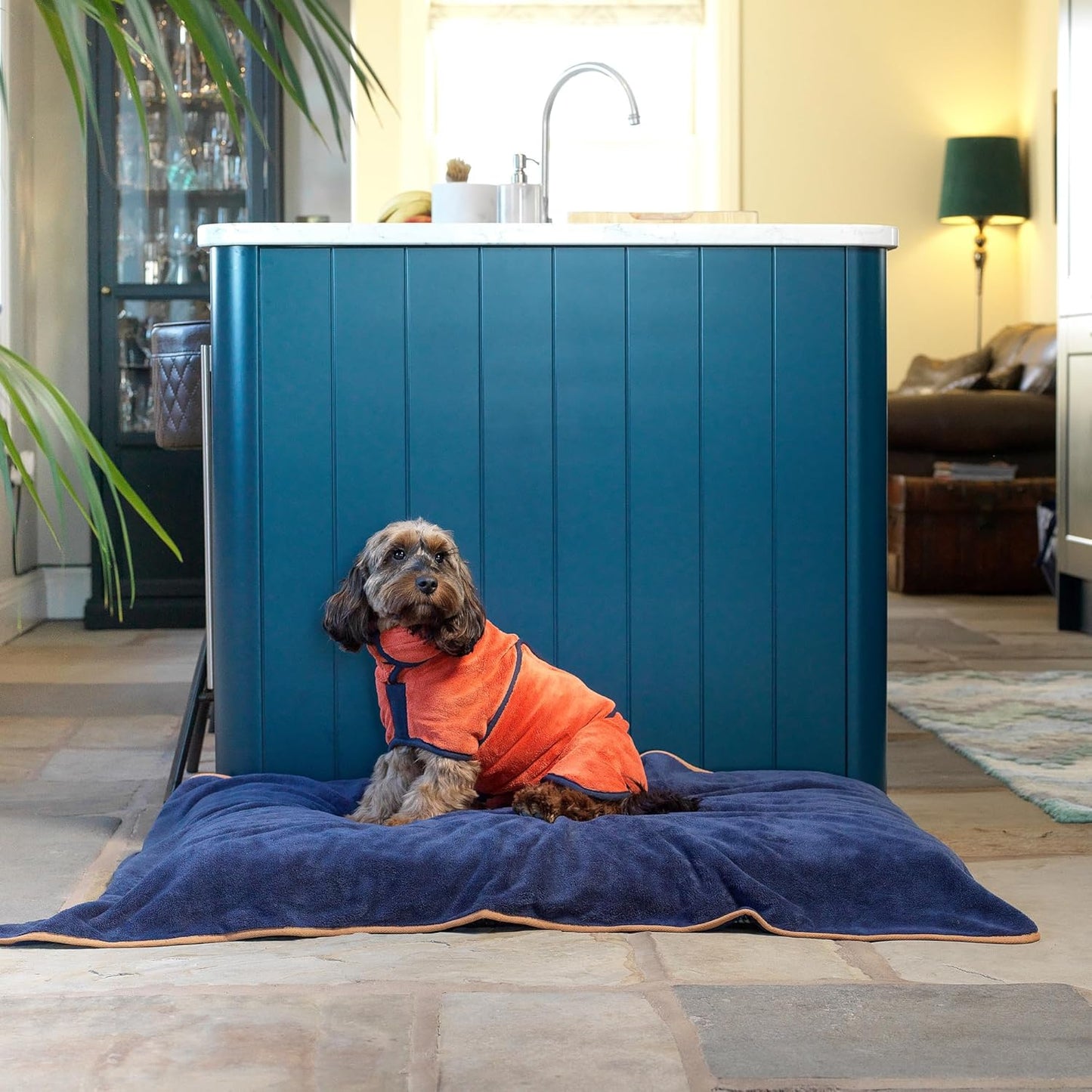 Hundebademantel doppellagig ultra-absorbierend, XL Bernstein