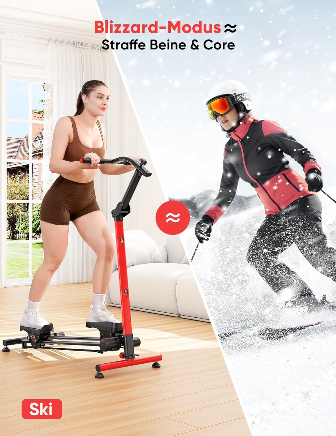 Klappbarer Stepper mit 3 Trainingsmodi & Skisimulation, Einfacher Stepper