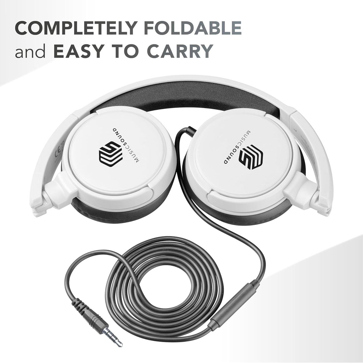 Faltbare On-Ear-Kopfhörer, Jack 3.5mm Weiss