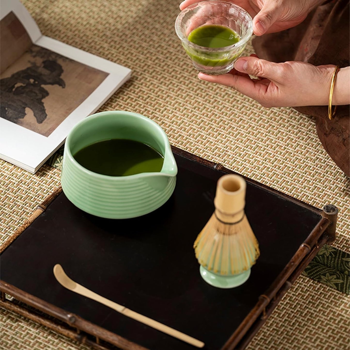 4-teiliges Matcha-Teezeremonie-Set, Mintgrün