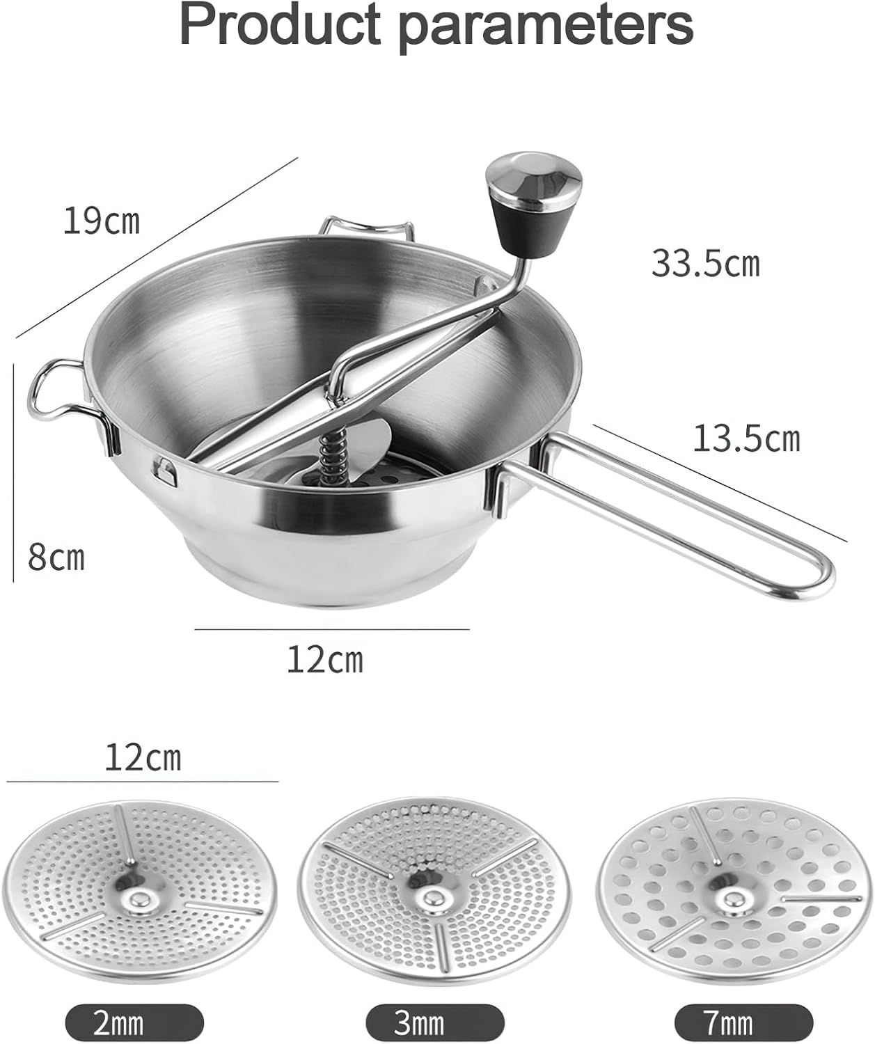 Passiergerät mit 3 Siebeinsätzen