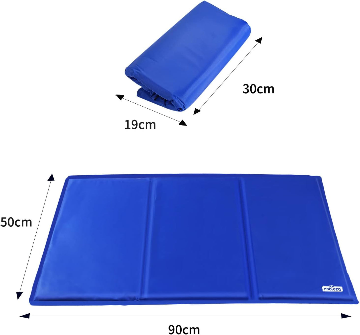 Selbstkühlende Hundematte, L 90 x B 50 x H 1 cm Blau