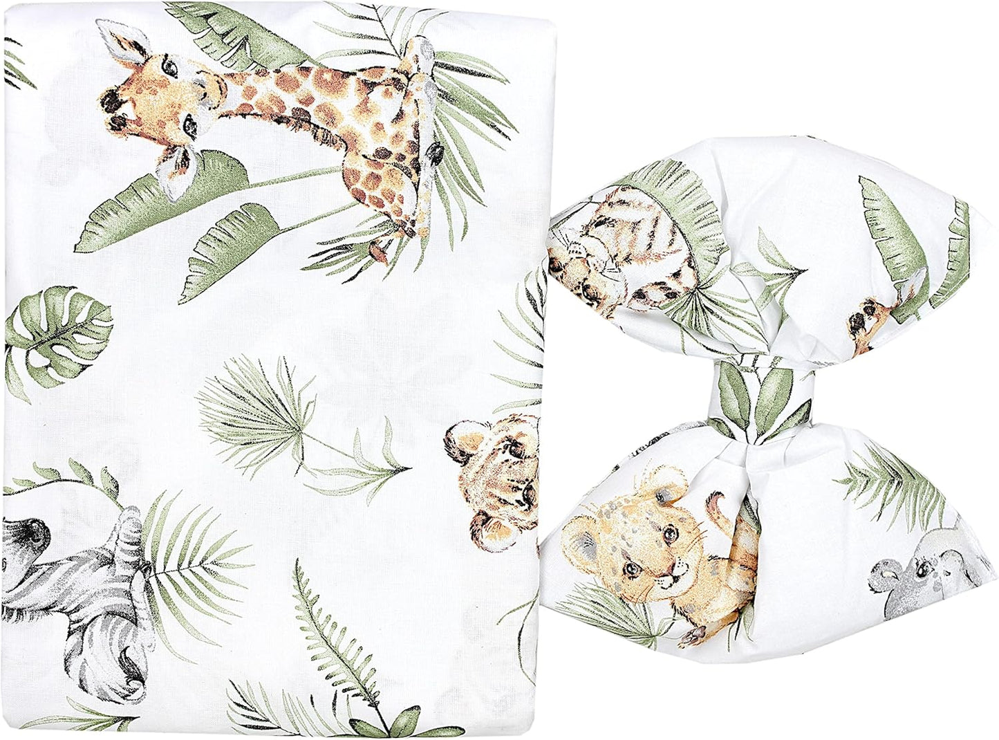 Babybett Himmel mit Schleifchen (160x240 cm), H240 x B160 cm (1er Pack) Safari / Löwe / Braun / Blätter / Grün