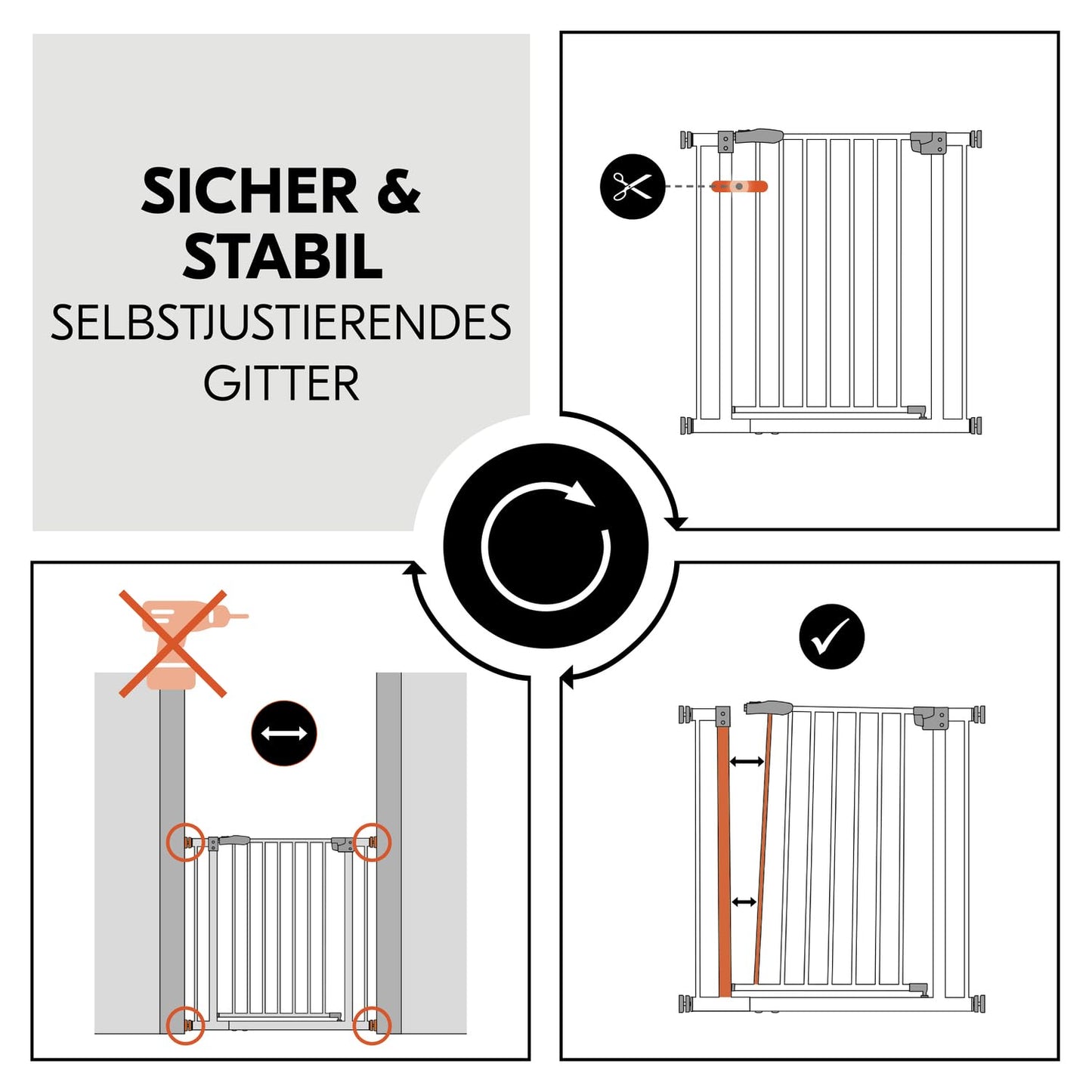 Clear Step 2 Schutzgitter für Treppen und Türen, 75-80 cm, Basisgitter 75 - 80 cm Dark Grey Clear Step 2