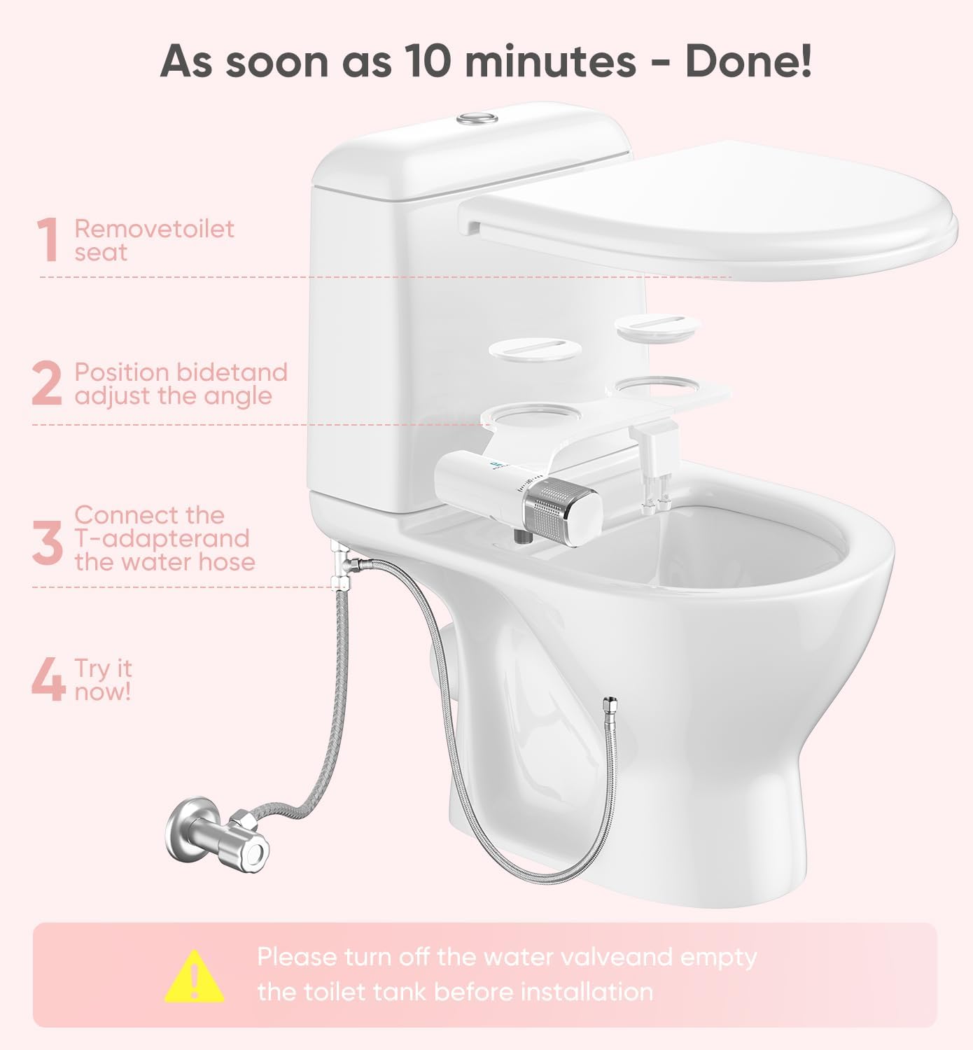 Bidet-Aufsatz mit einziehbaren Doppeldüsen, Chrome