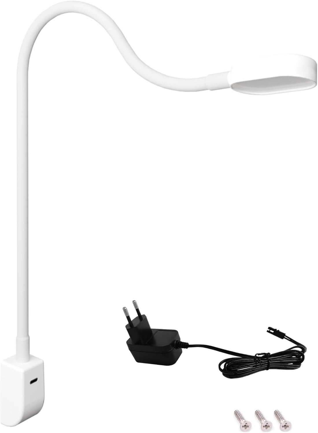 LED-Bettleuchte mit flexiblem Arm, dimmbar, USB-C, 1er Set Weiss