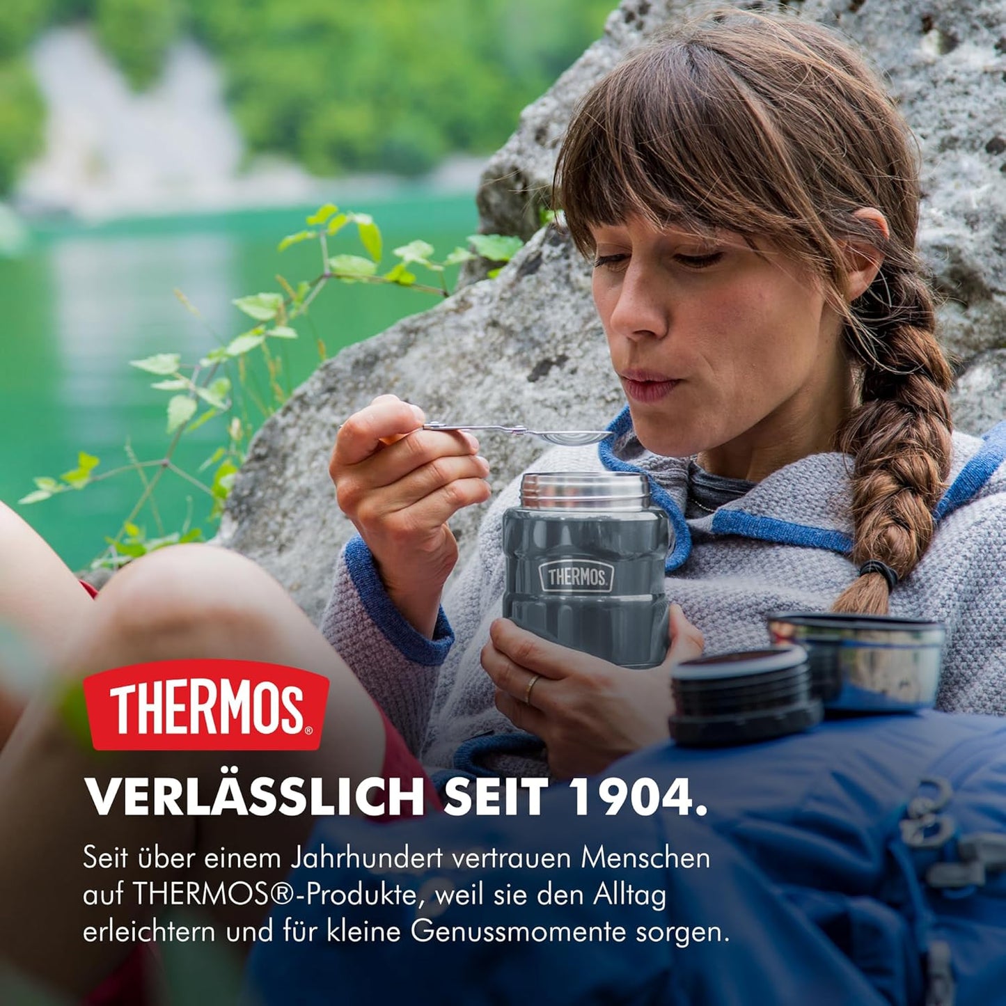 Thermobehälter für Essen, 0,47 l, mit Löffel, Ice Grey Polished 0.47 l