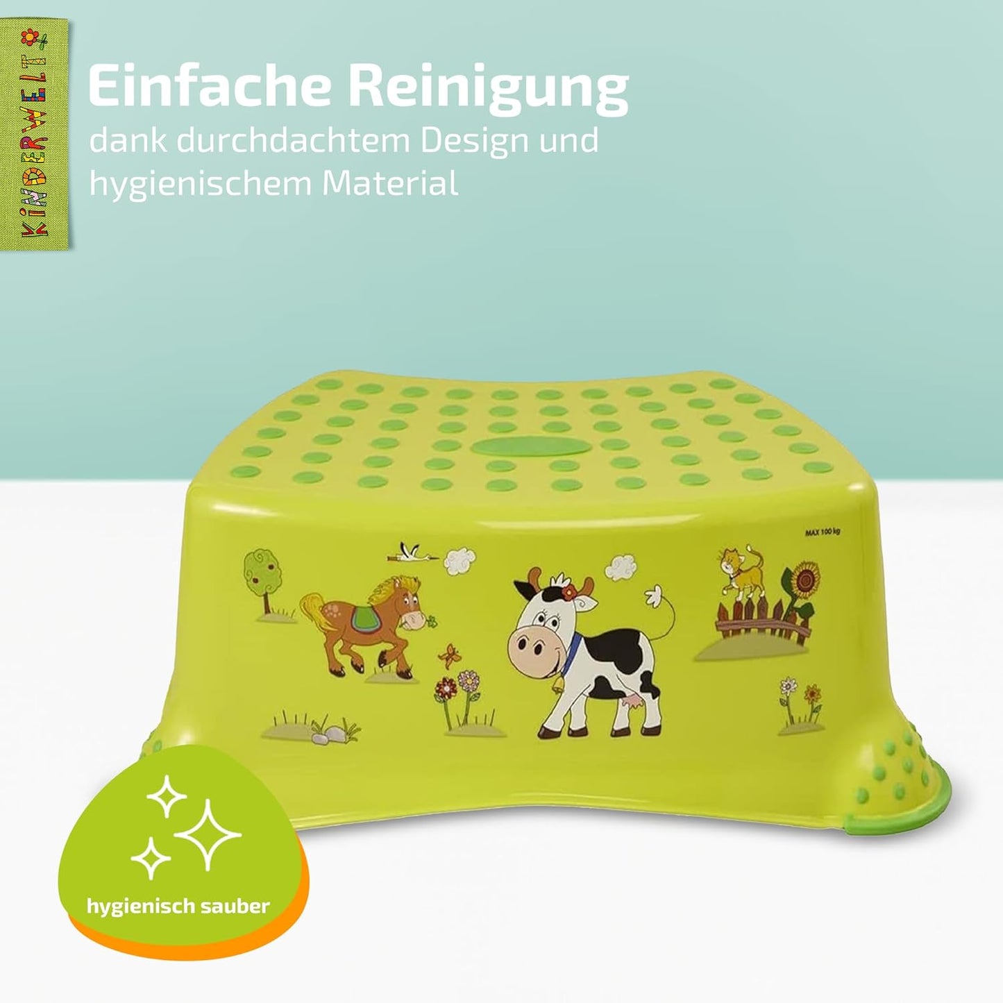 Rutschfester Tritthocker für Kinder, Funny Grün