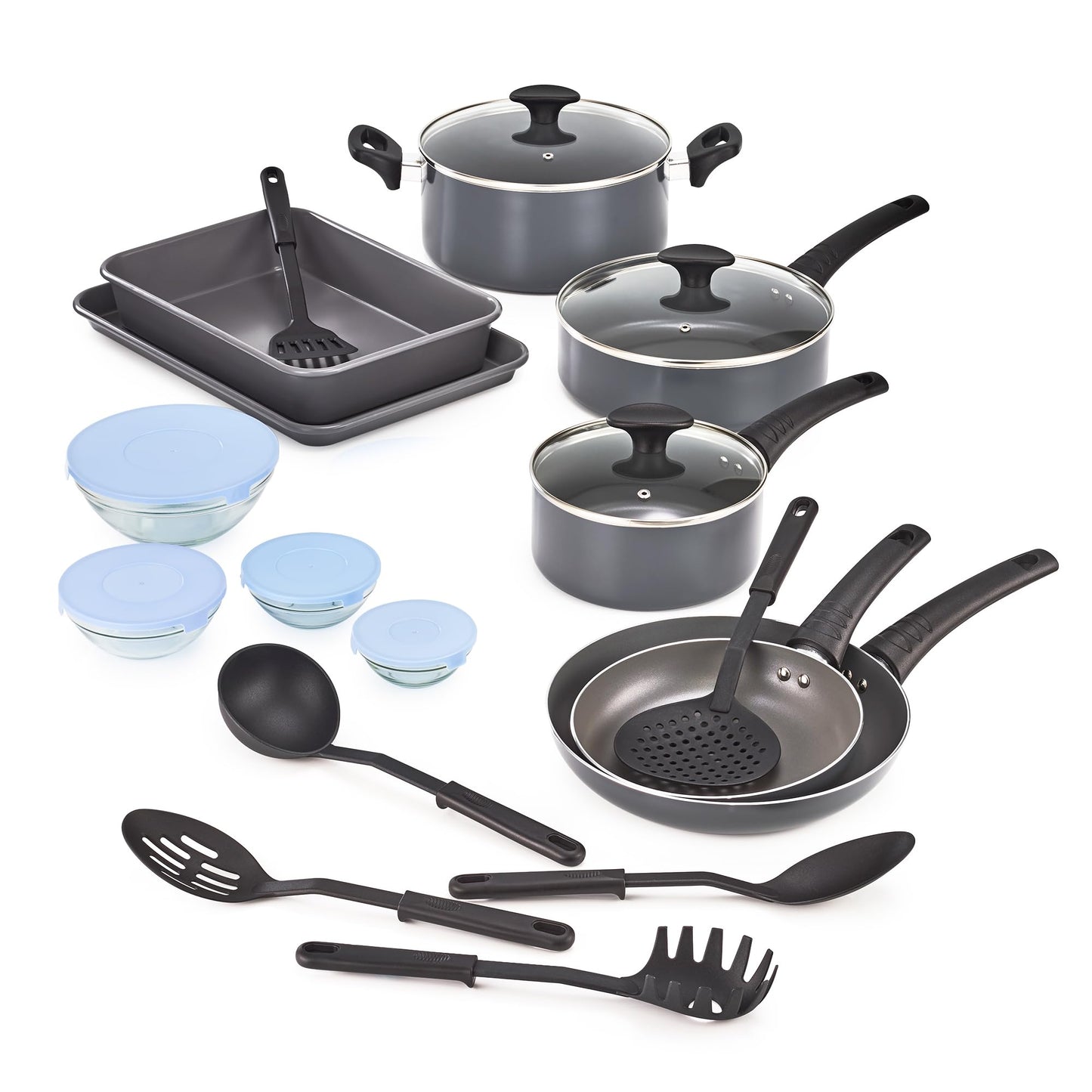 Antihaft-Kochgeschirr-Set, 21 Piece Set Schwarz