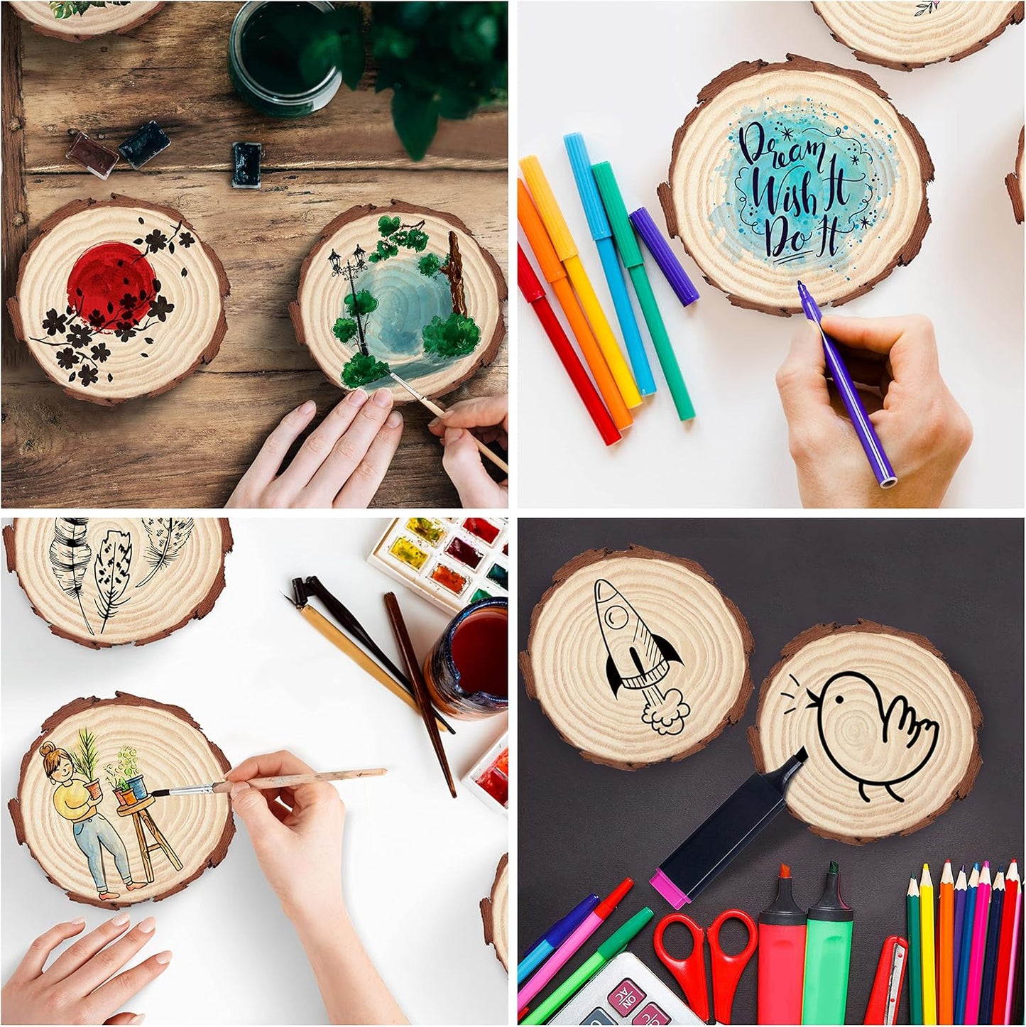 20 Stück Deko Holzscheiben, 20 Pack 13 - 15cm
