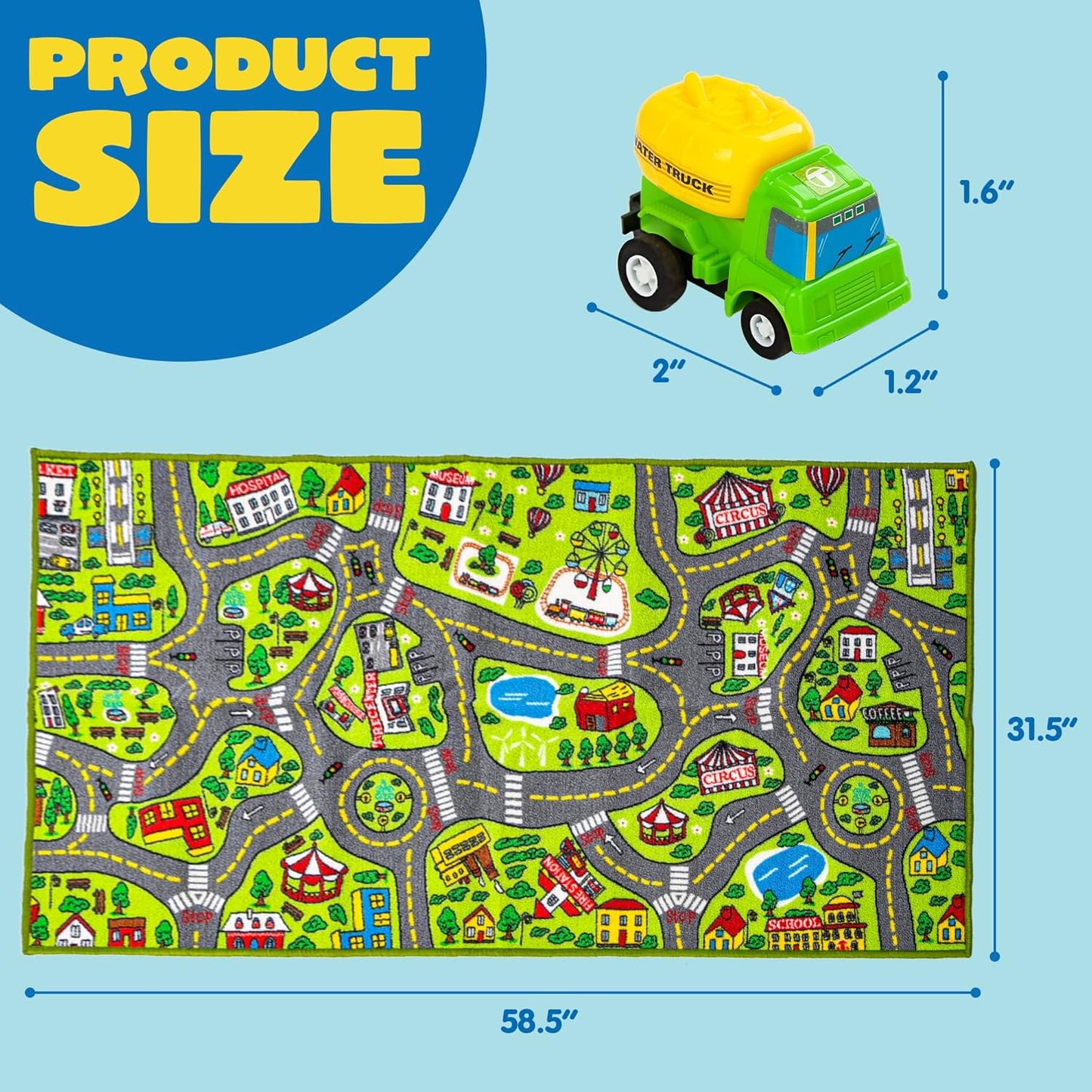Kinder-Spielteppich mit Mini-Autos (80x150cm)