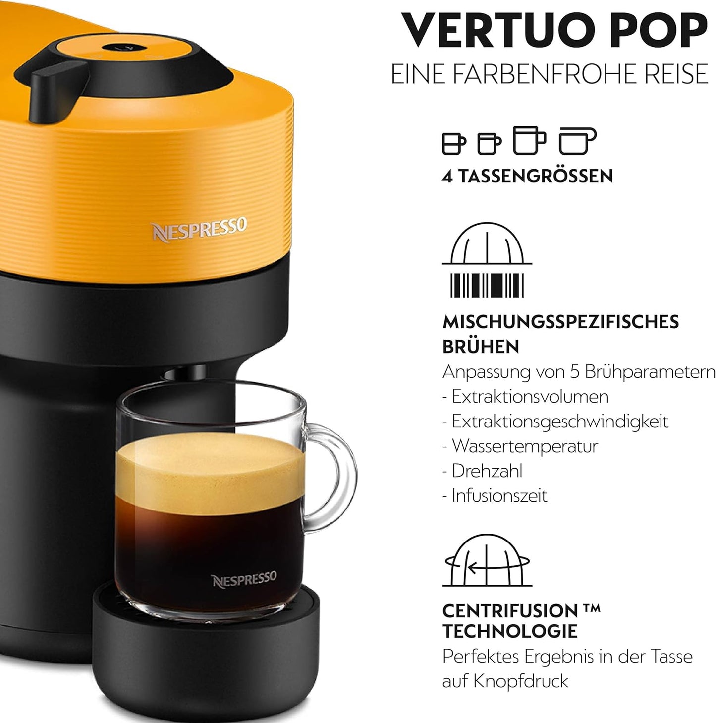 Vertuo Pop Kaffeekapselmaschine, Ohne Aeroccino / Mango Yellow