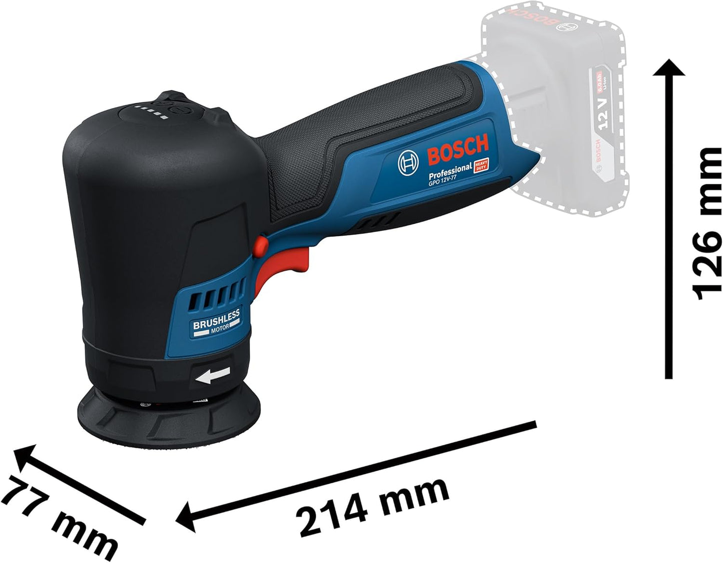 Akku-Polierer GPO 12V-77 mit Polierschwämmen