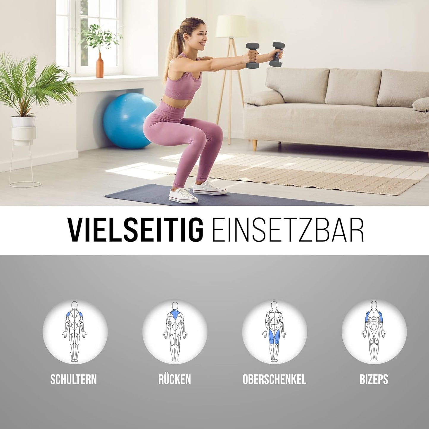 Kurzhantel-Set für Krafttraining (2x5 kg), Hantel Set 5 kg