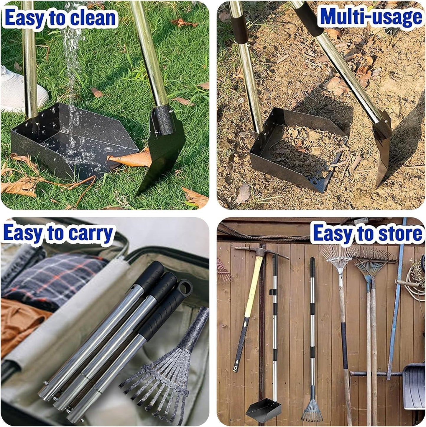 Hundekotschaufel-Set, Tablett, Harke und Spaten