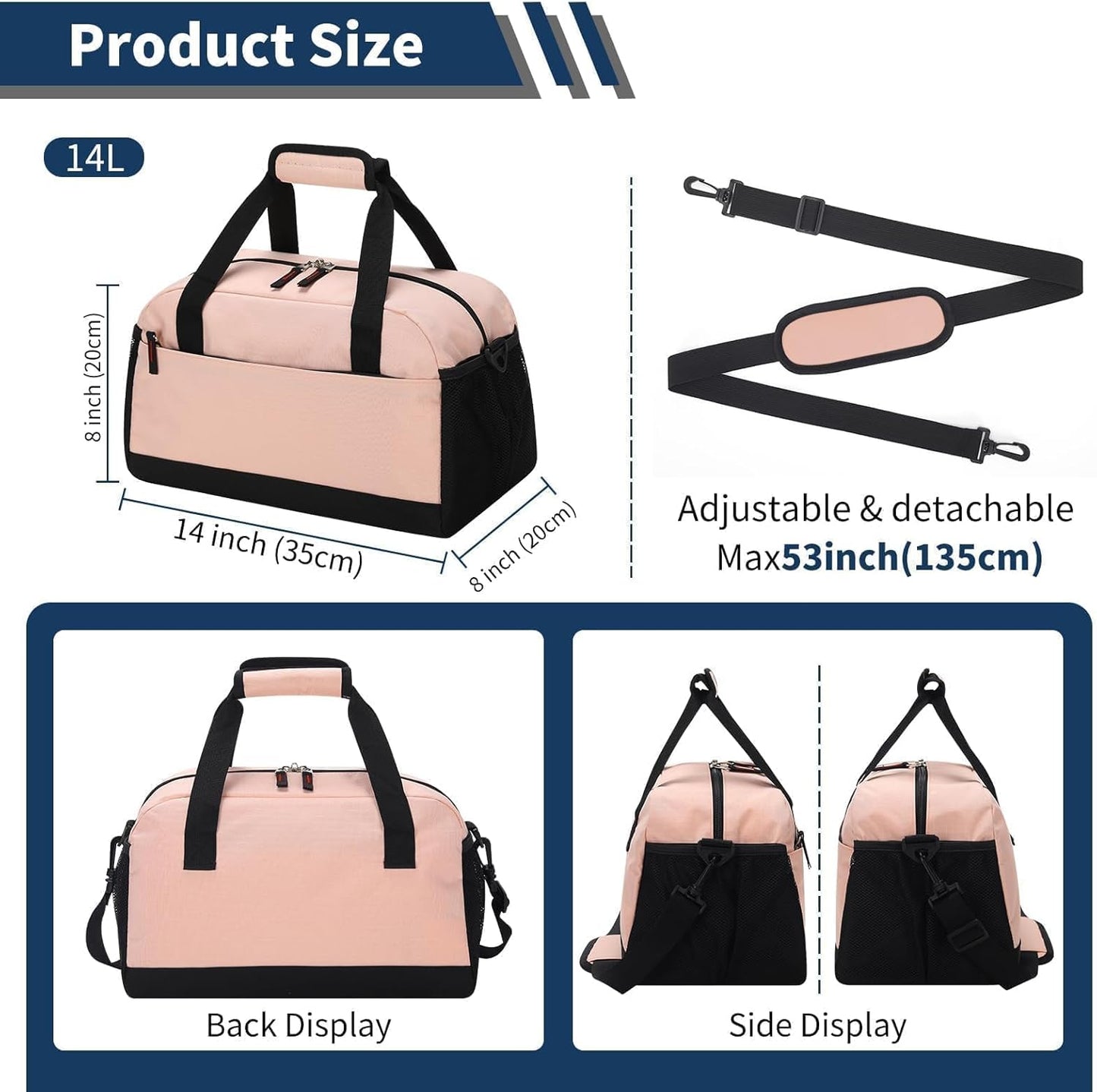 Sporttasche mit Nassfach, Pink 35 cm
