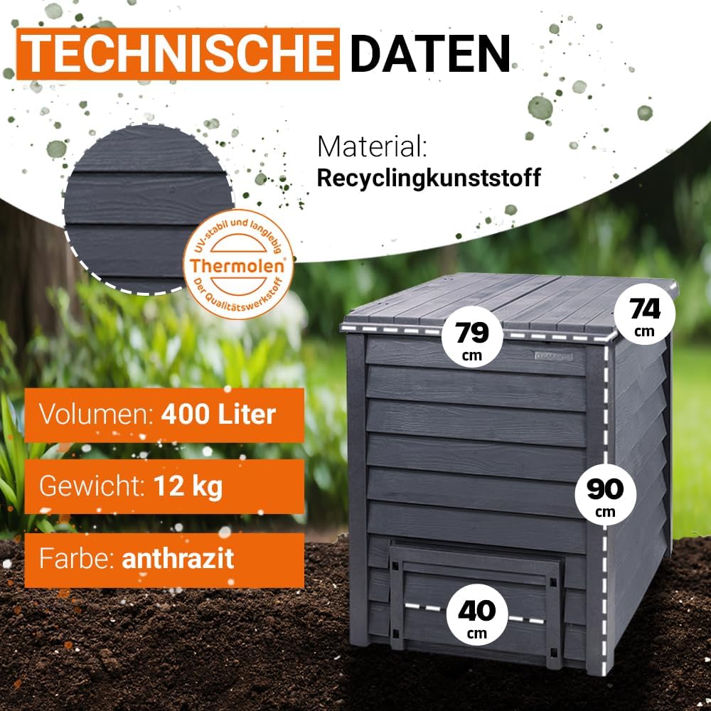 Thermo-Wood Komposter mit Bodengitter, 400 Liter, 400 L inkl. Bodengitter
