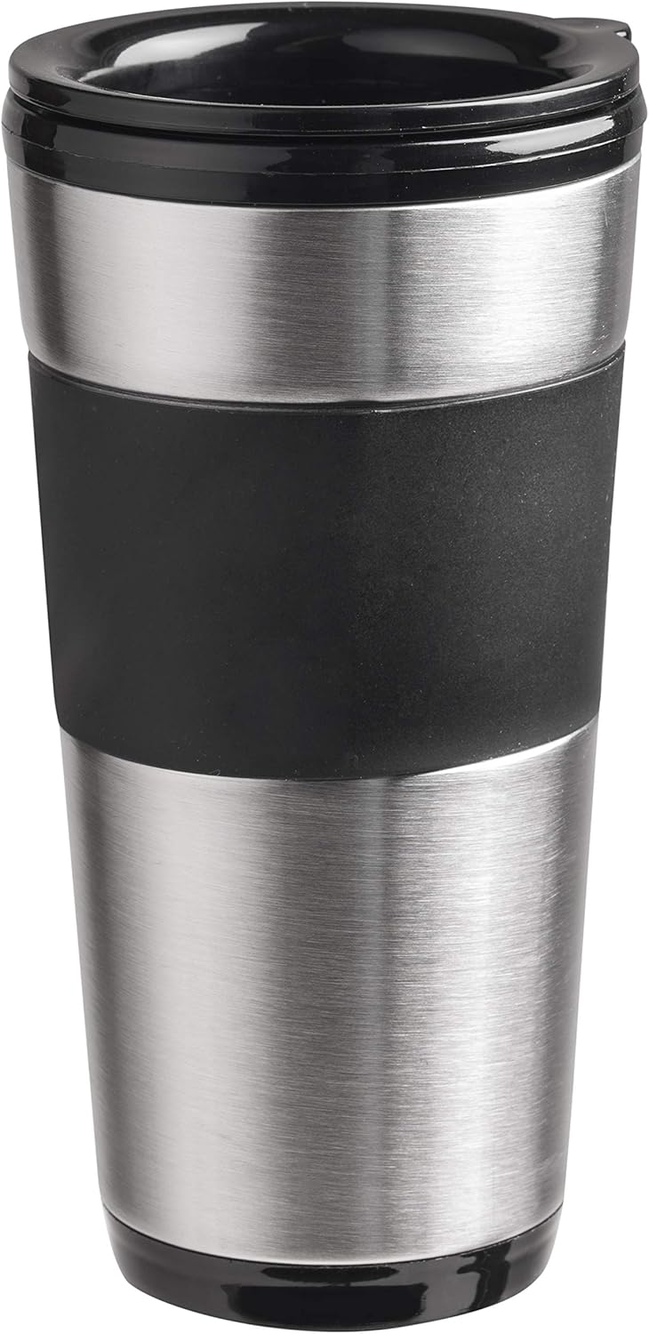 Camping-Kaffeemaschine mit Isolierbecher, Schwarz|Single