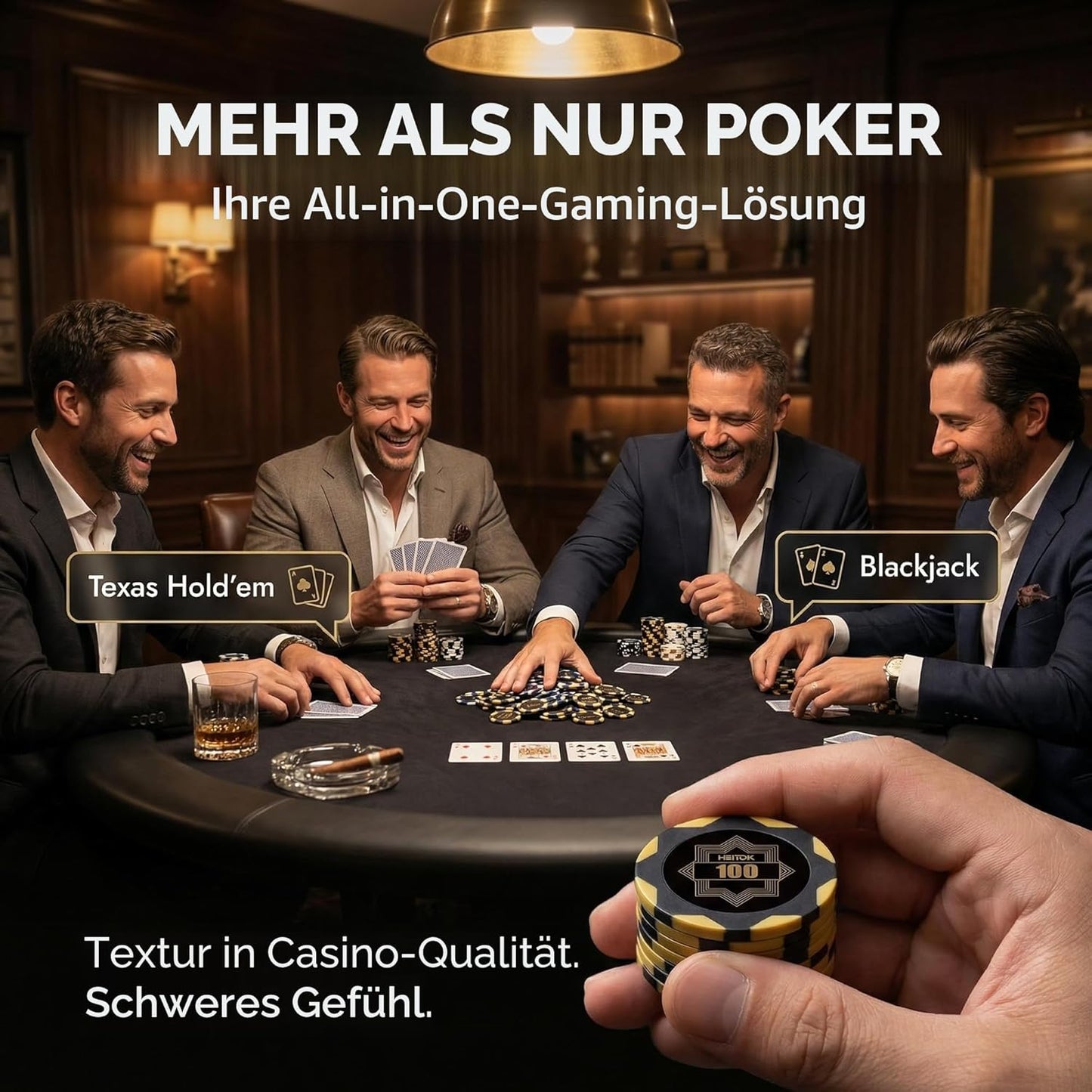 Pokerkoffer-Set mit 500 nummerierte Chips, 500 Chips mit Zahlen Alukoffer