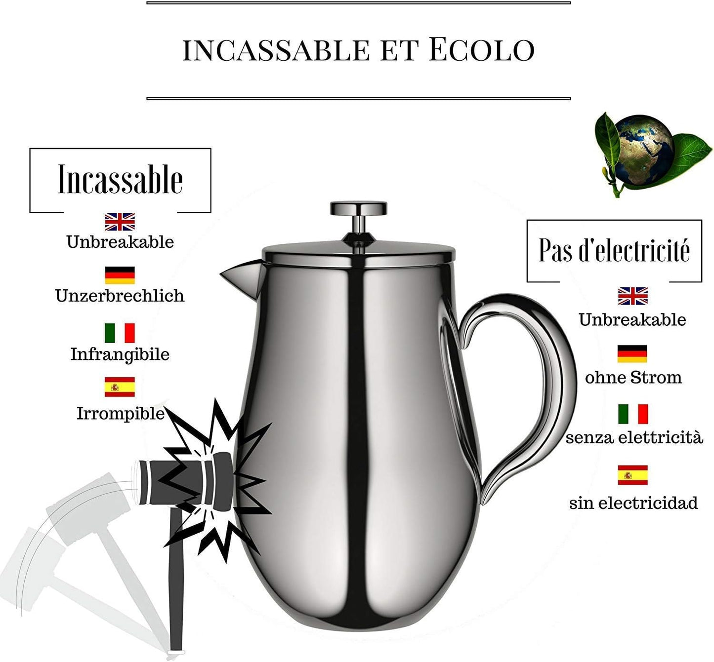 French Press Kaffeebereiter (1 Liter), 1 Litre