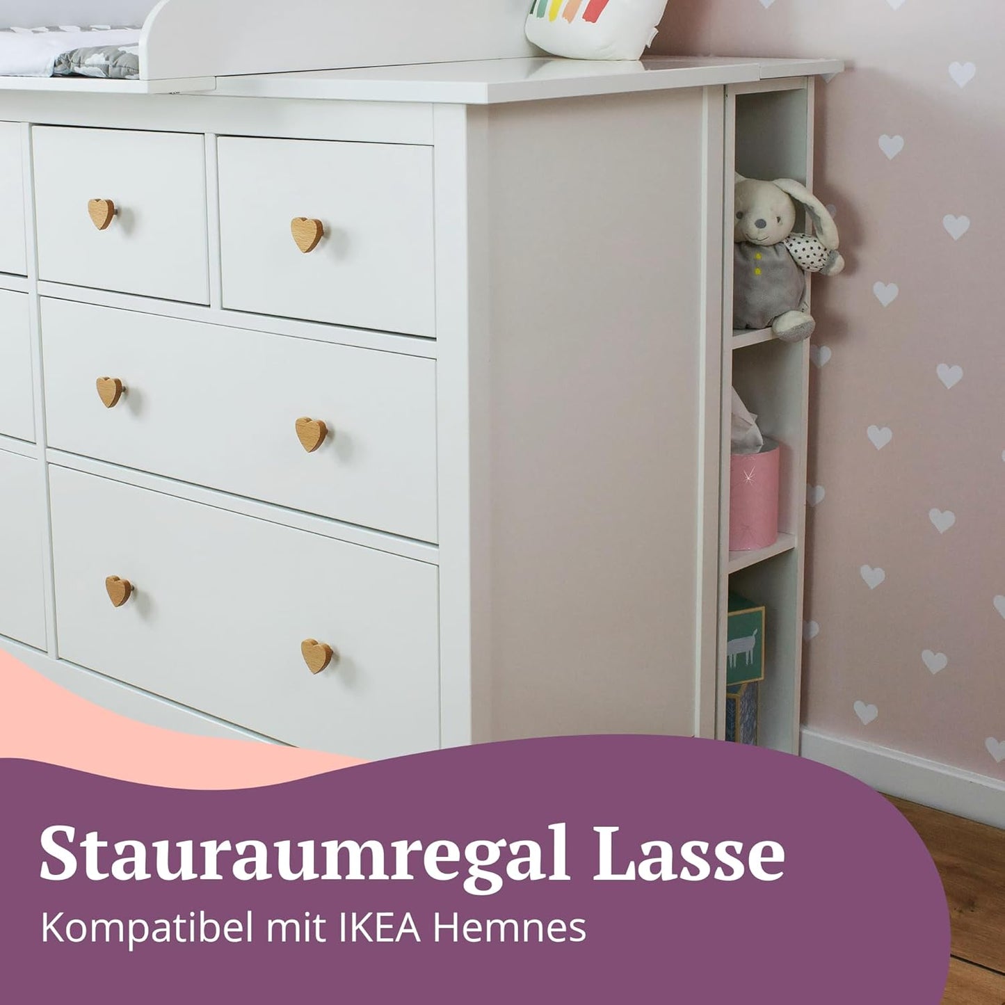 Stauraumregal Lasse für Wickelkommoden, 1x Regal Holzstärke: 2cm