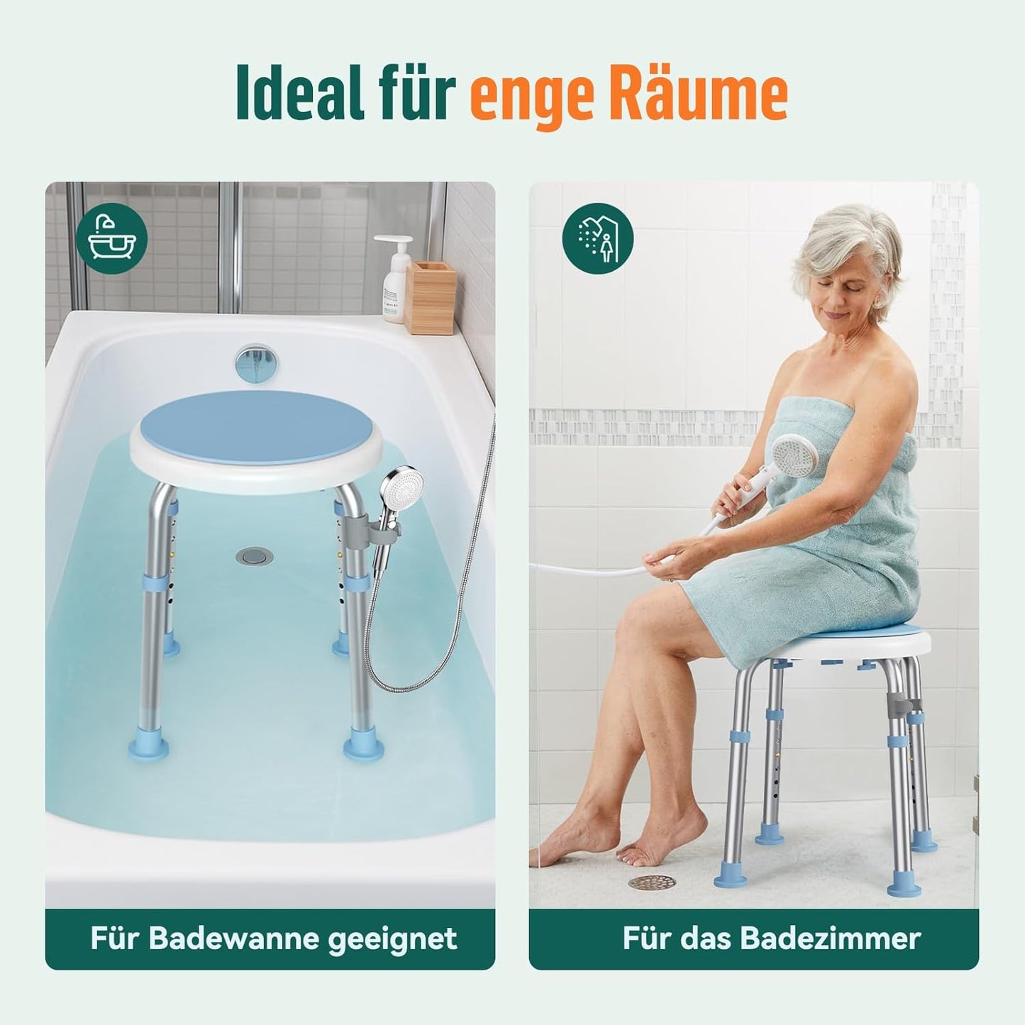 Drehbarer Duschhocker, LC01-Blau