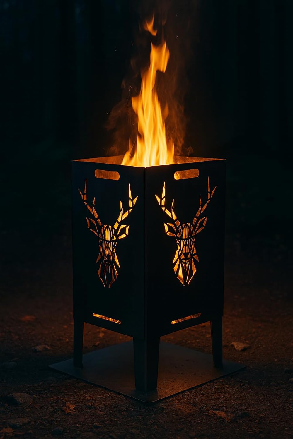 Feuertonne, 78cm Hirsch Set