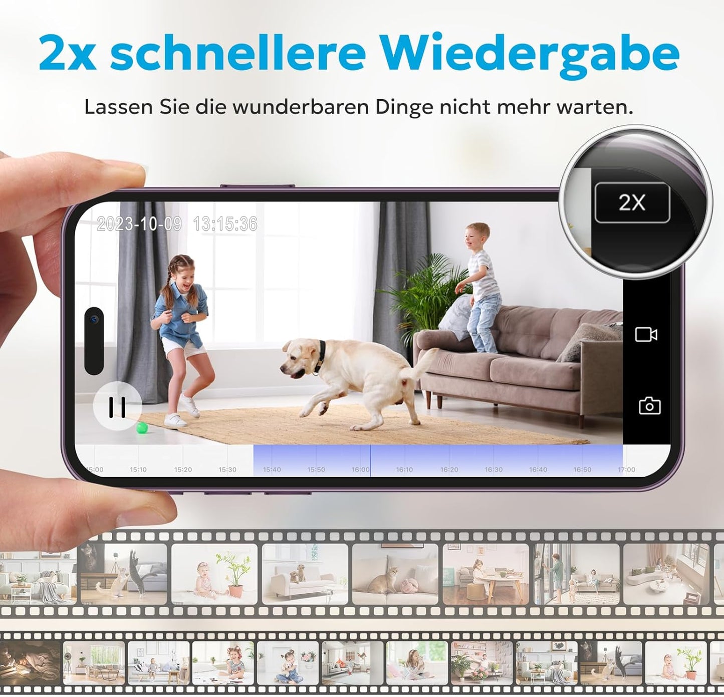 Überwachungskamera-Set mit Bewegungserkennung, 2 stück-2.4GHz Weiss