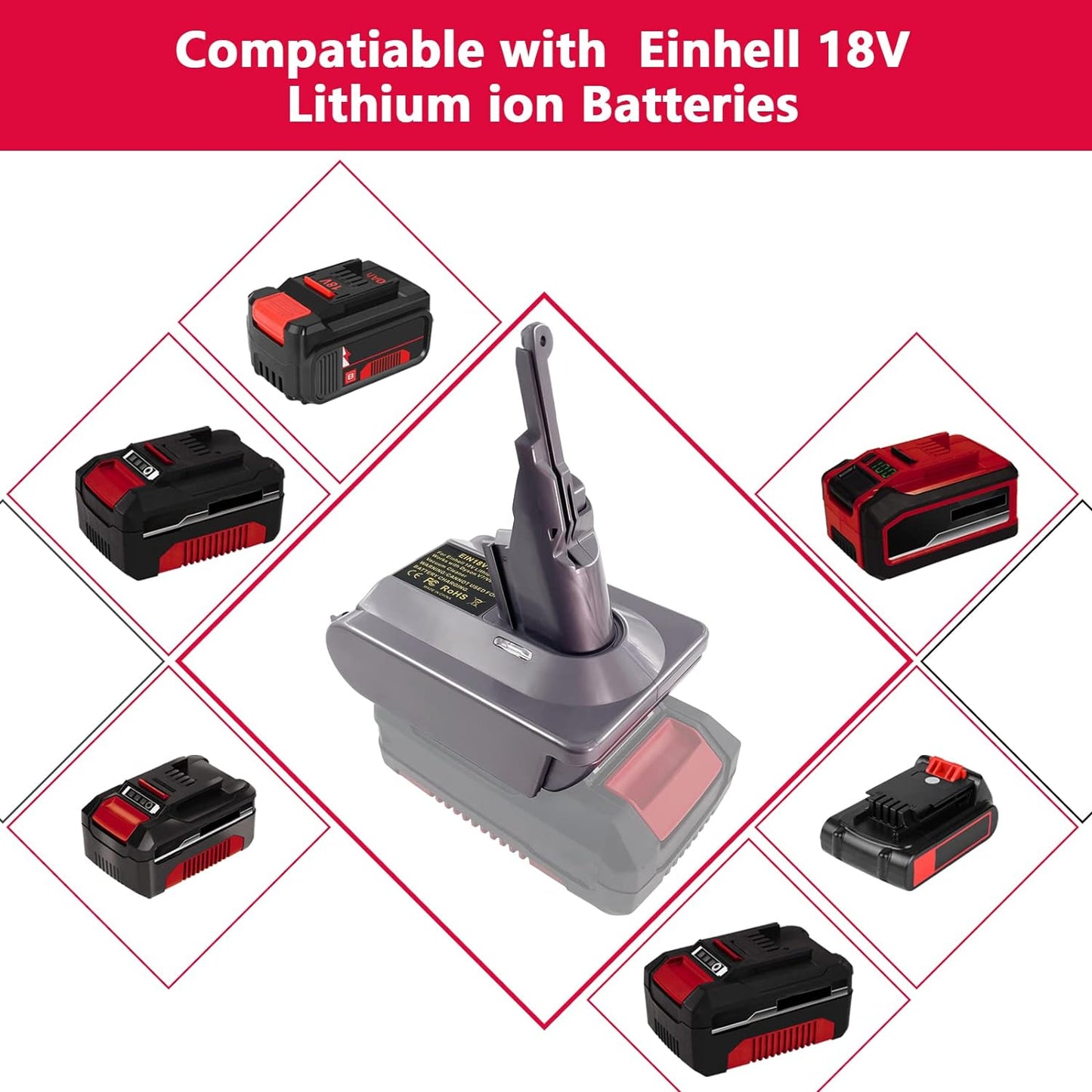 Akku-Adapter Dyson V7 & V8, Für Einhell Akku auf V7/V8