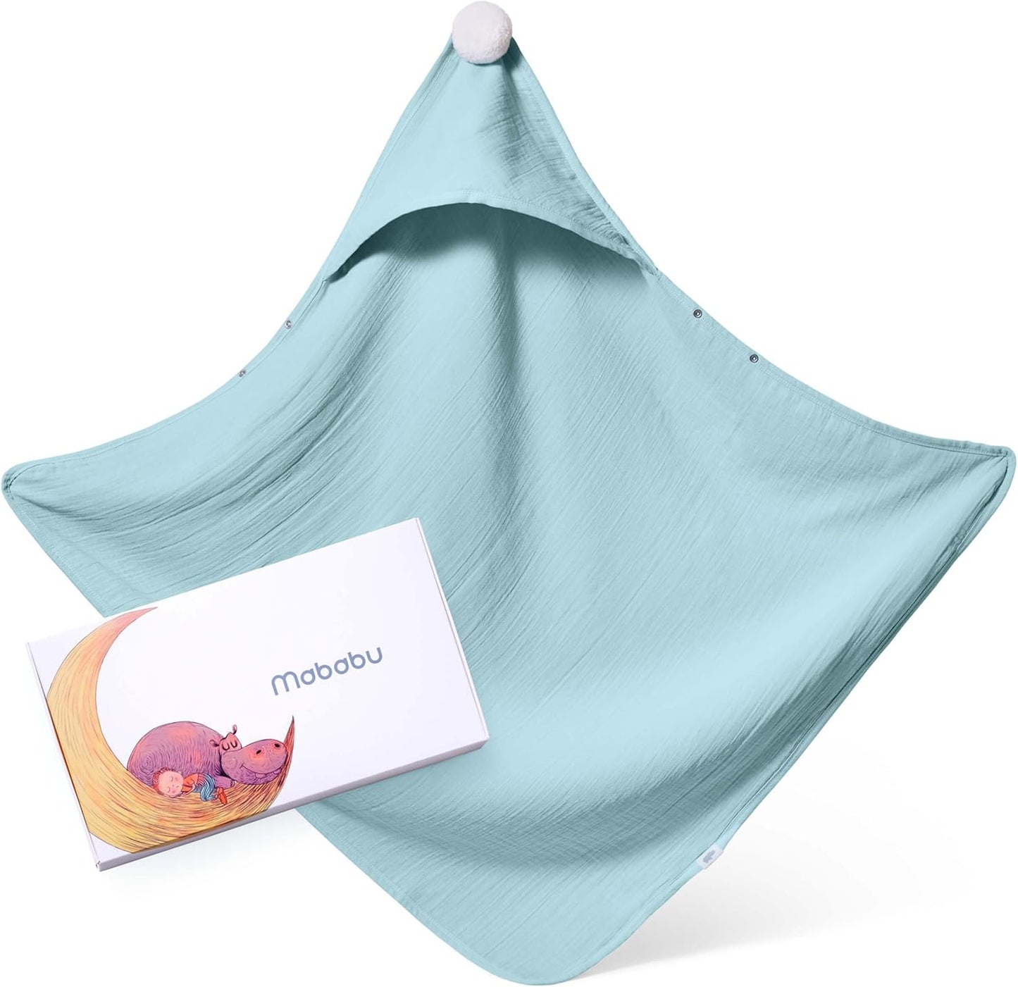 Baby Kapuzenhandtuch mit Anti-Rutsch-Knöpfen, 75x75 cm, Sea Green