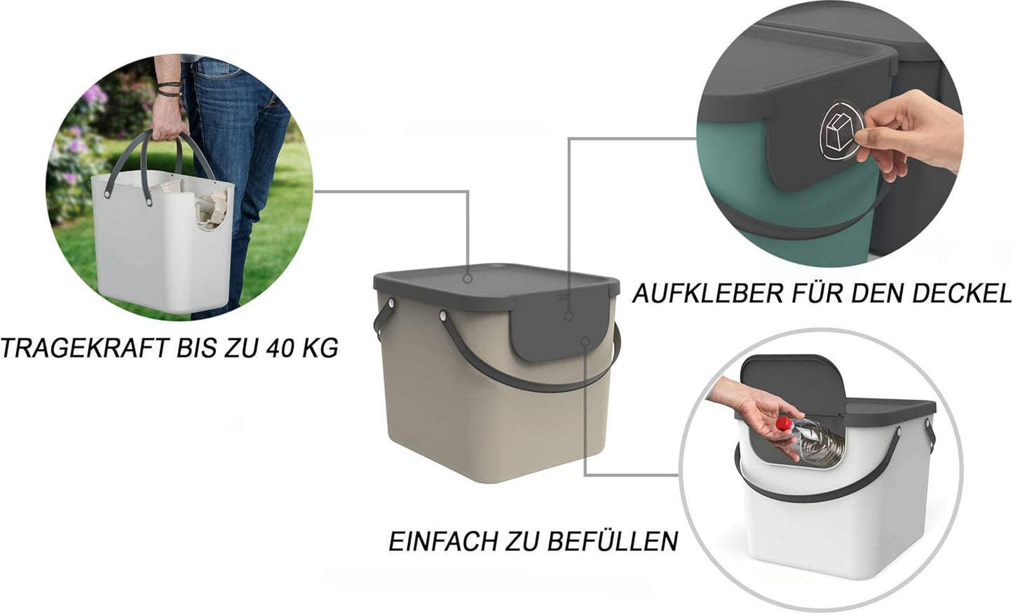 Mülltrennsystem, Cappuccino/Anthrazit