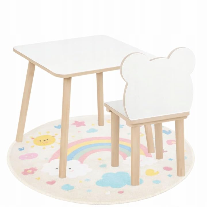 Kindertisch und Bärenstuhl-Set, Kids Table And Chair Teddy Bear Set 50 x 50 x 47 cm