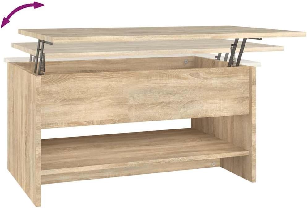 Höhenverstellbarer Couchtisch mit Stauraum, 80 x 50 x 41.5 cm Braun 1