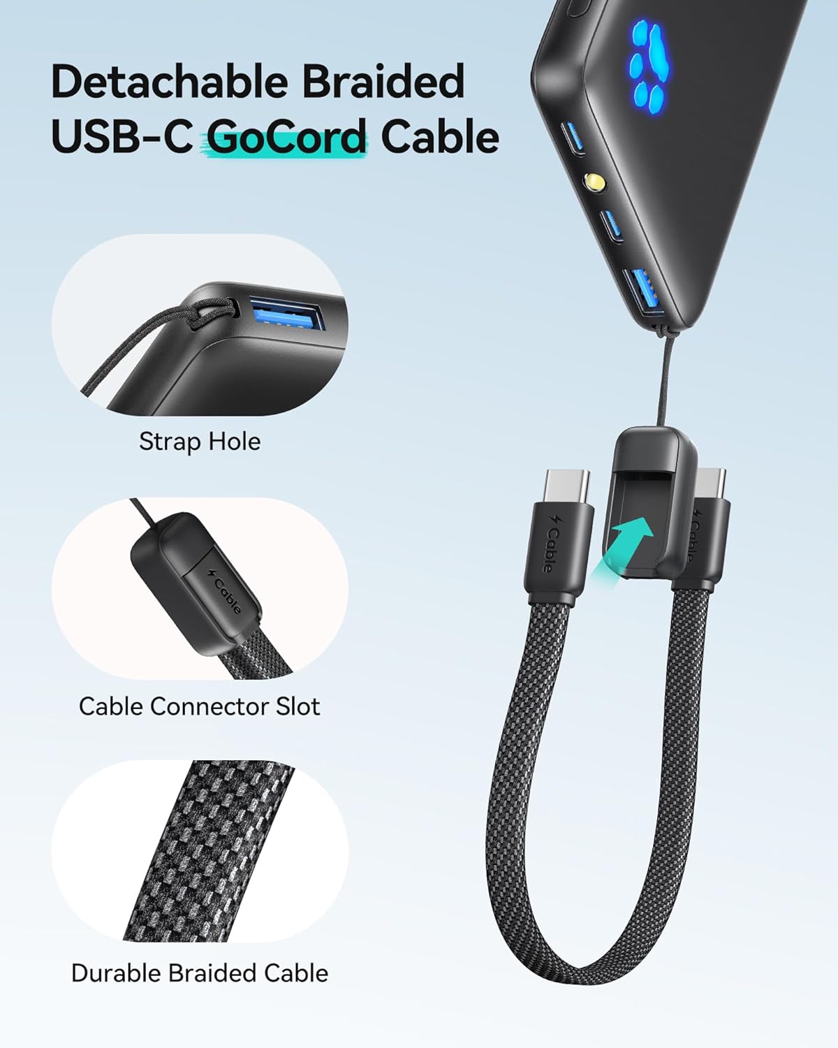 Powerbank P41 mit PD3.0 und Taschenlampe, Blau