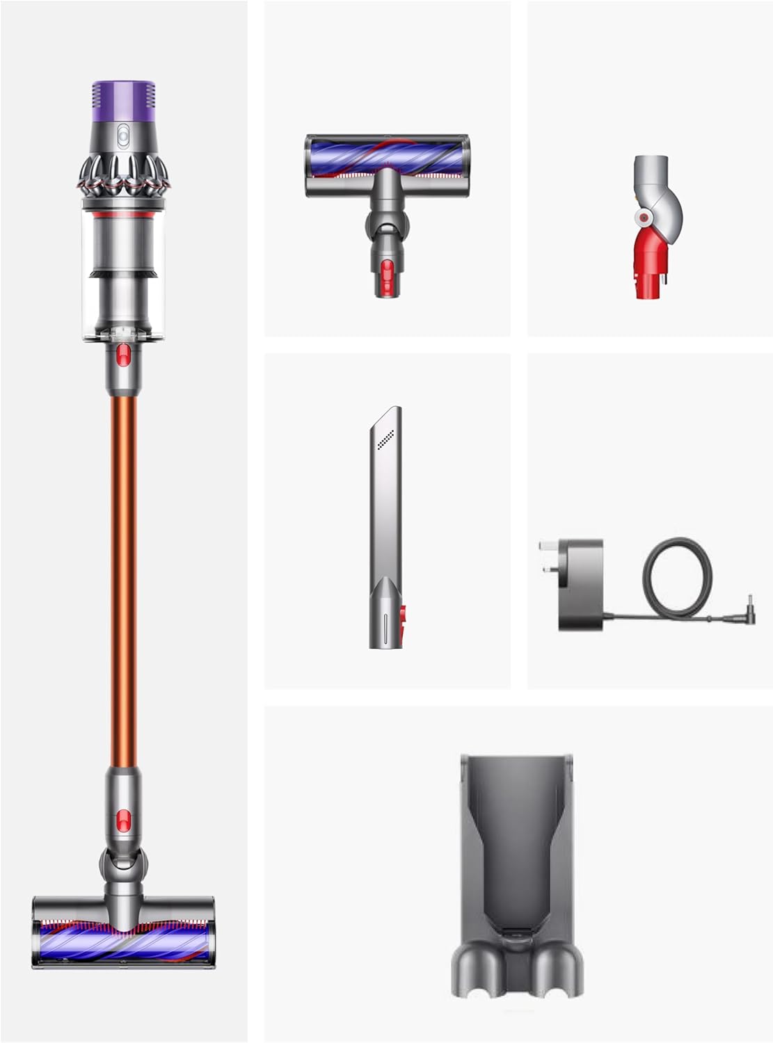 Kabelloser Akkustaubsauger Cyclone V10, Nickel/Copper Cyclone V10 + Low-reach adaptor