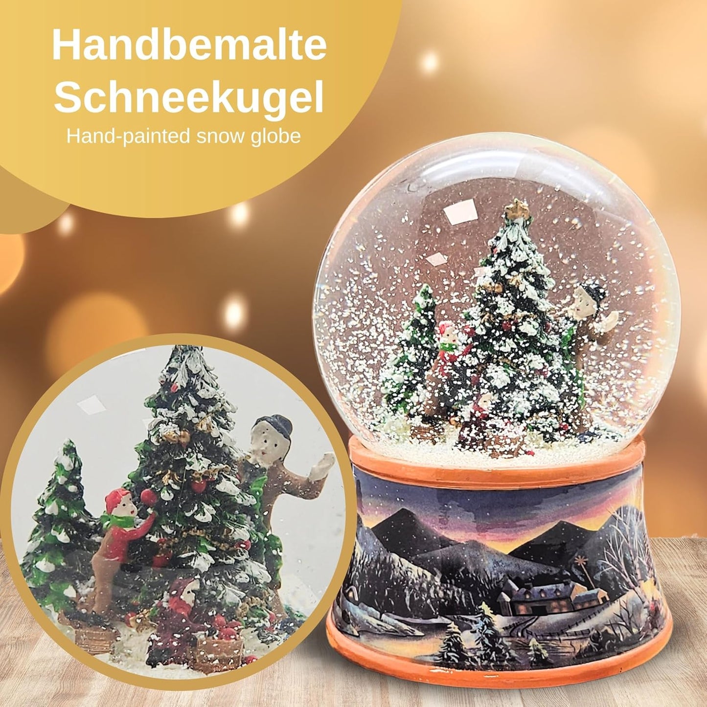 Spieluhr Schneekugel "Schneelandschaft"