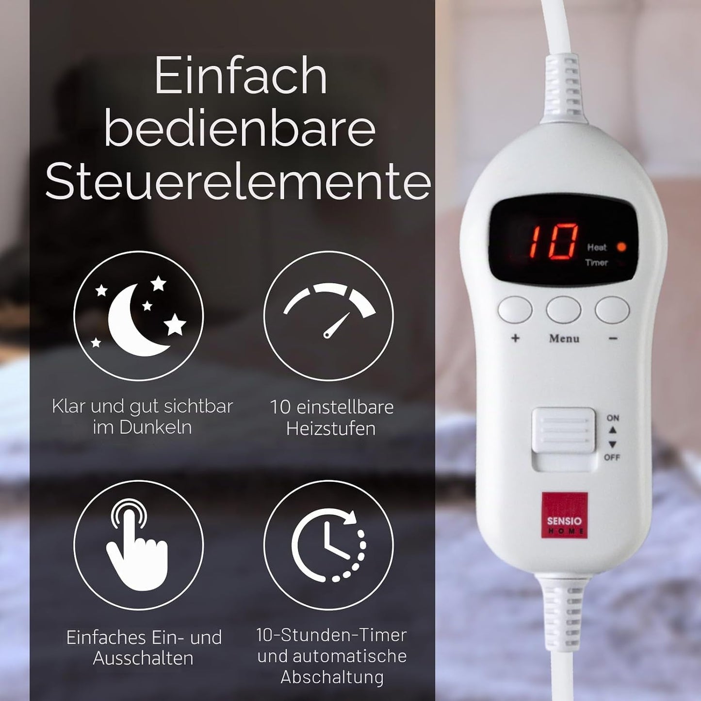 Heizdecke mit Fernbedienung und Timer, 160 x 120 cm Creme